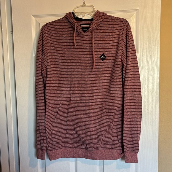 RVCA men’s red striped lightweight hoodie sweatshirt size medium - Picture 1 of 8